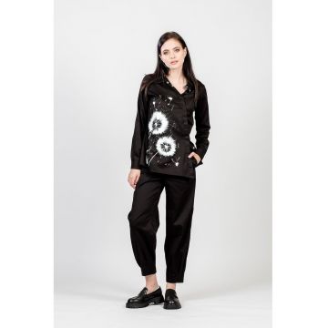 Camasa cu croiala asimetrica si cu papadii pictate manual Bell