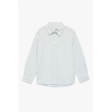 Camasa cu guler clasic si dungi - Gri cenusiu/Alb murdar