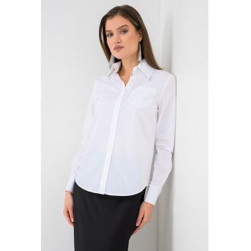 Camasa cu guler clasic si nasturi - Alb optic