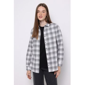 Camasa cu maneci lungi si model in carouri - Gri deschis