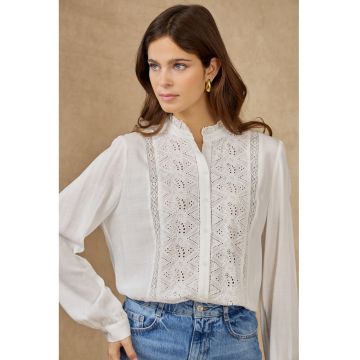 Camasa dama alba cu broderie ZS8007 19638 - Alb