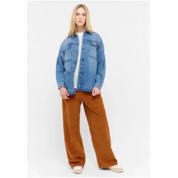 Camasa Dama -  Avilla - Regular Fit - Design Clasic - Maneci Lungi - Cu Guler - Cu Nasturi - Bumbac - Albastru - Albastru