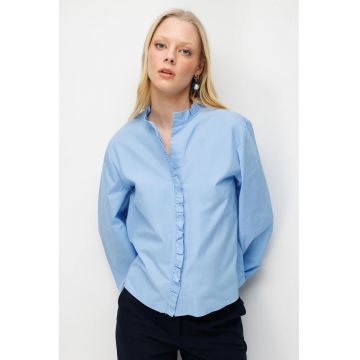 Camasa dama -  camasa cu guler - albastru deschis - textil