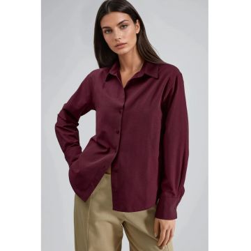 Camasa dama -  cu nasturi - croiala relaxata - visiniu - textil