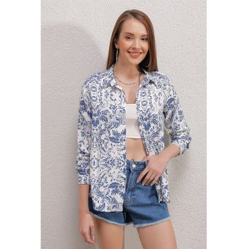 Camasa dama -  model Big Dart - Albastru pudra - Viscose