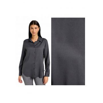 Camasa Dama -  Pocketless Shirt - Regular Fit - Design Clasic - Maneci Lungi - Cu Guler - Cu Nasturi - Bumbac - S INTL - Gri