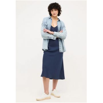 Camasa Dama -  Style Tacoma Shirt - Regular Fit - Maneci Lungi - Design qdwqfClasic - Cu Nasturi - Bumbac - M - Albastru - Albastru