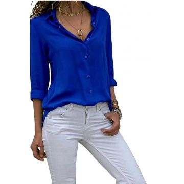 Camasa dama  textil - albastru cobalt