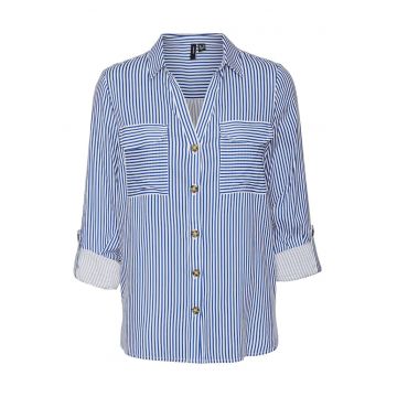 Camasa dama -  viscoza - albastru/alb -