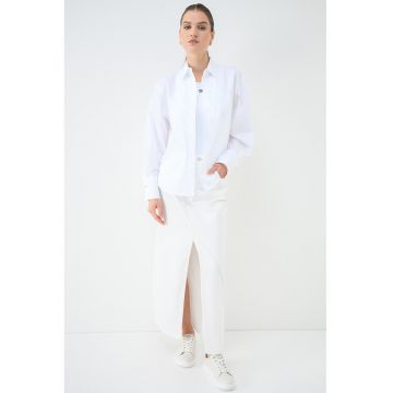Camasa de bumbac cu snururi pe spate - Alb optic