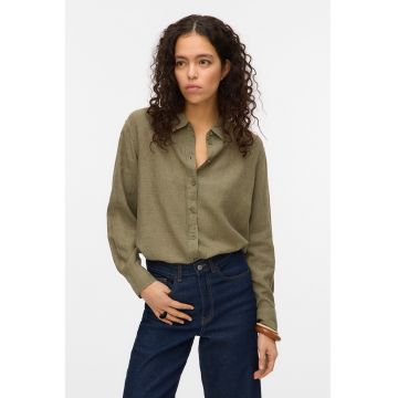 Camasa din amestec de in cu guler ascutit