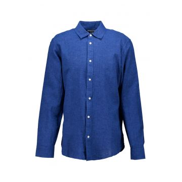 Camasa din amestec de in si bumbac - Albastru inchis