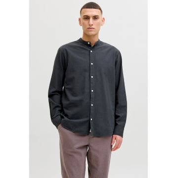 Camasa din amestec de in si bumbac cu guler tunica Breeze - Negru stins