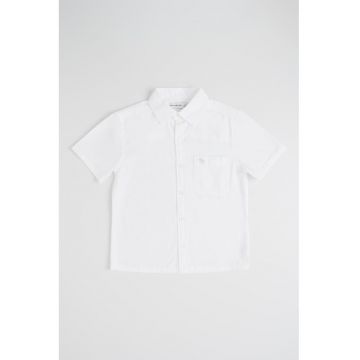 Camasa din bumbac cu model uni - Alb optic