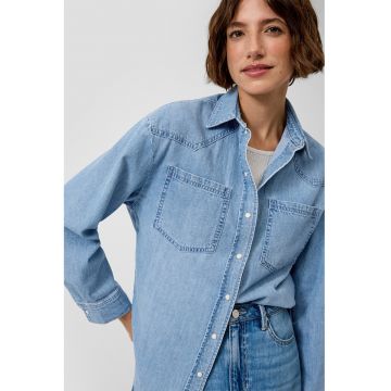 Camasa din denim cu buzunare pe piept - Albastru deschis