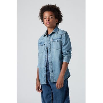 Camasa din denim cu buzunare pe piept New Barstow - Albastru deschis