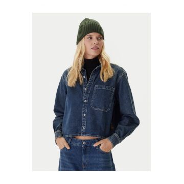 Camasa din denim pentru femei  albastru inchis