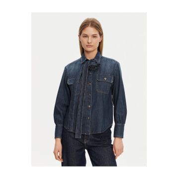 Camasa din denim pentru femei  albastru marin