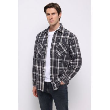 Camasa in carouri cu buzunare pe piept - Rosu stins/Alb optic/Gri antracit