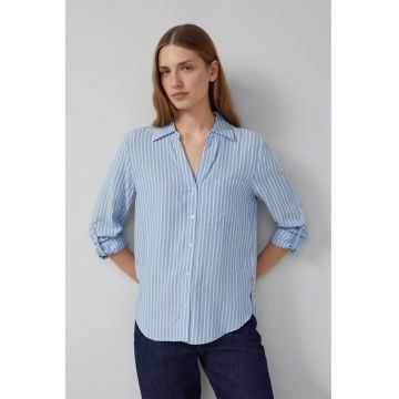 Camasa in dungi cu guler ajustabil - Albastru pastel/Alb optic