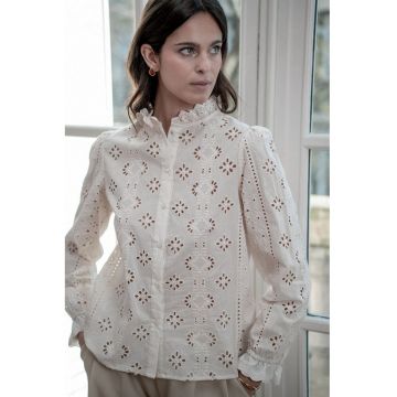 Camasa ivory din bumbac brodata A232-1 M9 19663 - Bej