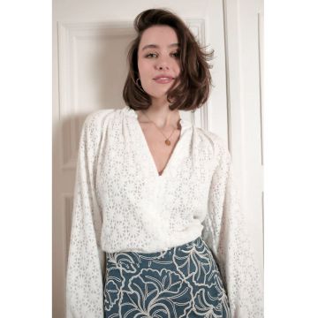 Camasa ivory din tesatura dantelata 4783T M9 19669 - Bej