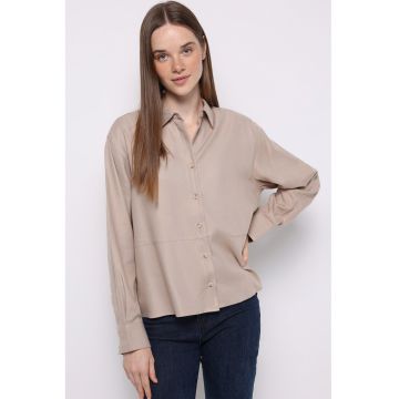 Camasa lejera cu gulerclasic - Bej