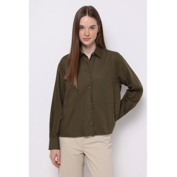 Camasa lejera cu gulerclasic - Kaki inchis