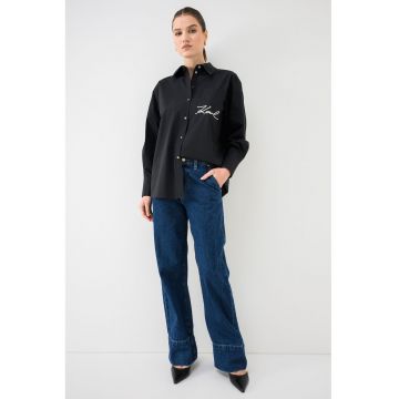 Camasa lejera cu imprimeu logo - Negru