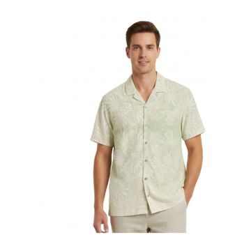 Camasa lejera cu imprimeu tropical si maneci scurte