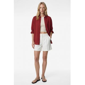 Camasa lejera din amestec de modal cu cordon in talie - Rosu inchis