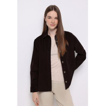 Camasa lejera striata catifelata - Maro inchis