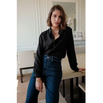 Camasa neagra premium cu detalii brodate - ASD93129 M10 19658 - Negru