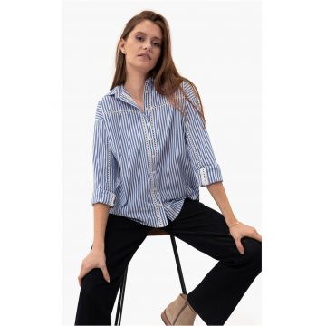 Camasa oversize pentru femei  K-Laurel - cu dungi - din bumbac