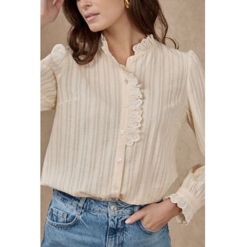 Camasa piersica deschis cu broderie aplicata ZS8002 19652 - Piersica deschis