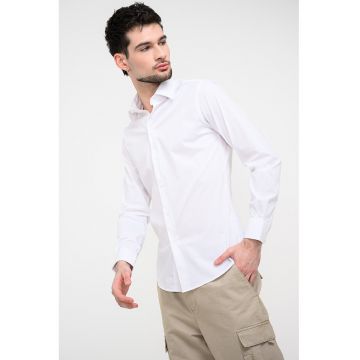 Camasa slim-fit din amestec de bumbac - Alb optic