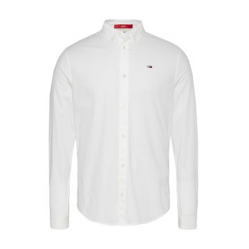 Camasa slim fit din amestec de bumbac organic - Alb