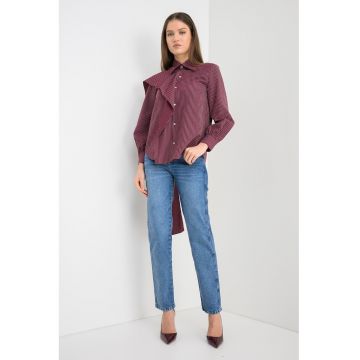 Camasa asimetrica in dungi Teca - Alb/Visiniu