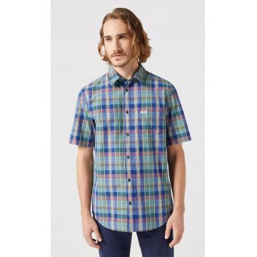 Camasa barbati -  albastru - bumbac - maneca scurta - regular fit -