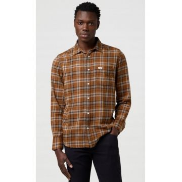 Camasa barbati -  camasa clasica - bumbac - maro - maneca scurta