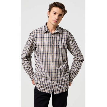 Camasa barbati -  clasica - bumbac - bej - maneca scurta - fermoar si nasturi