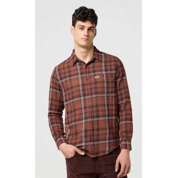 Camasa barbati -  flanel - regular fit - bej roscat - bumbac