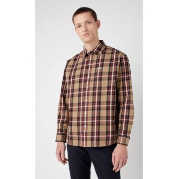 Camasa barbati -  model We Care - croiala regulata - carouri bej - bordo - negru si gri - bumbac