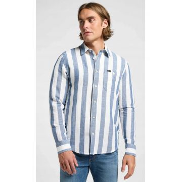 Camasa barbati -  Orion - dungi - alb - bumbac - maneca scurta - regular fit