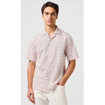 Camasa barbati -  RESORT SHIRT - alb - bumbac - maneca scurta - regular fit
