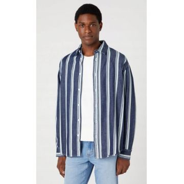 Camasa barbati -  supradimensionata - bumbac - albastru - maneca scurta -