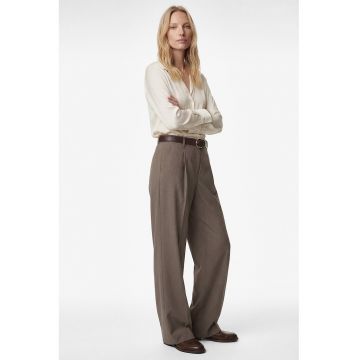 Camasa cu aspect satinat si guler clasic - Crem