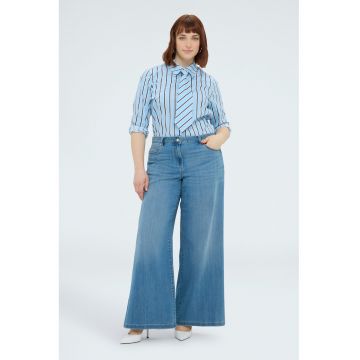 Camasa cu dungi si cordon asortat - Negru/Albastru deschis