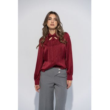 Camasa cu dungi si decupaje Carola - Visiniu