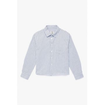 Camasa cu dungi si maneci lungi - Albastru pastel